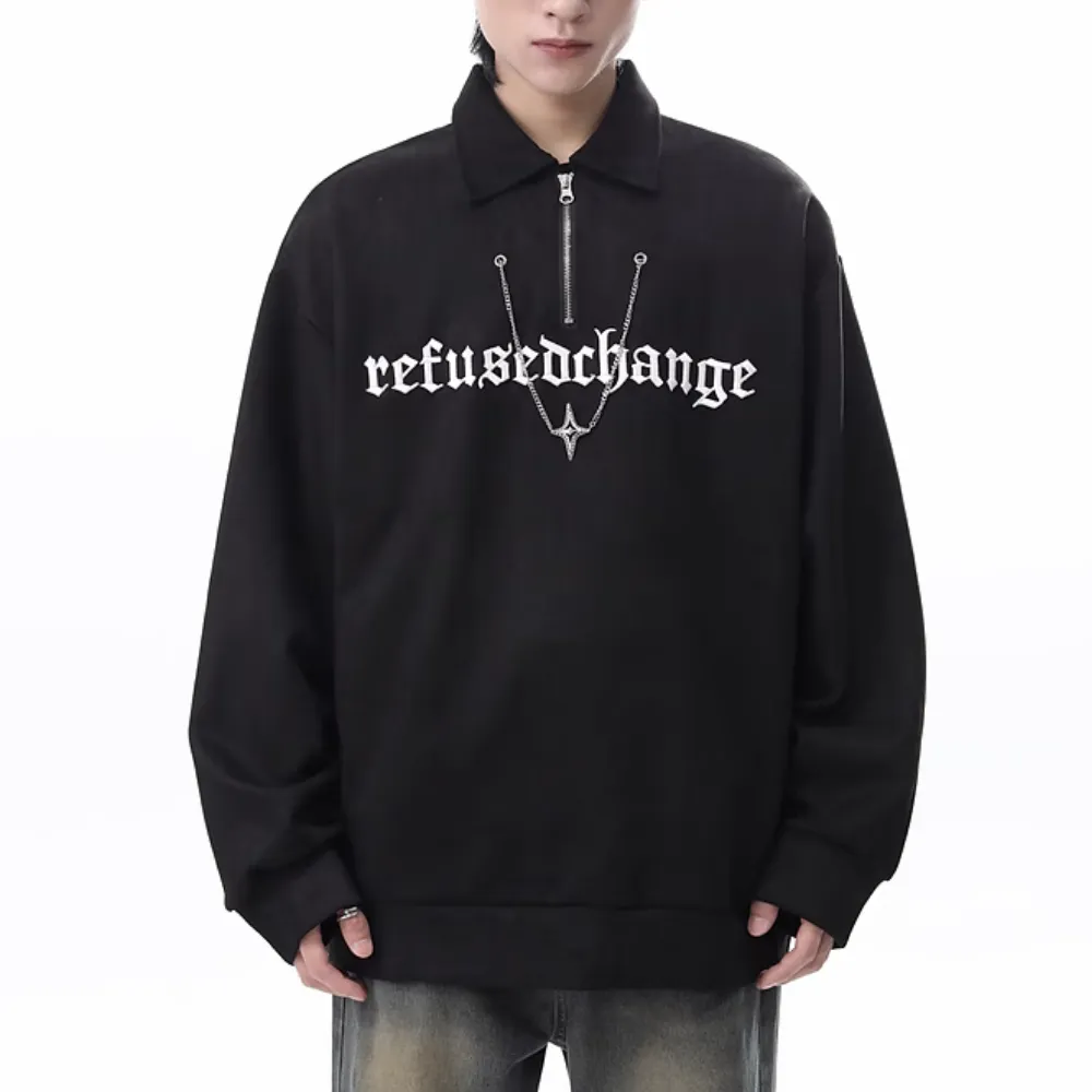 Letter Embroidered Suede Sweatshirt