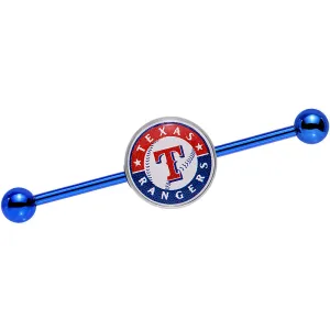 Licensed MLB Blue Anodized Texas Rangers Industrial Barbell 38mm