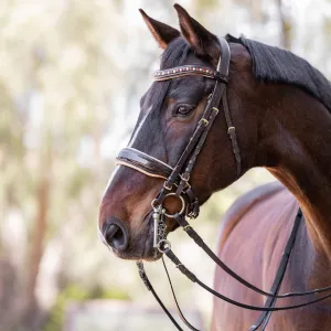 Lisbon - Brown Patent Sparkle Double Bridle
