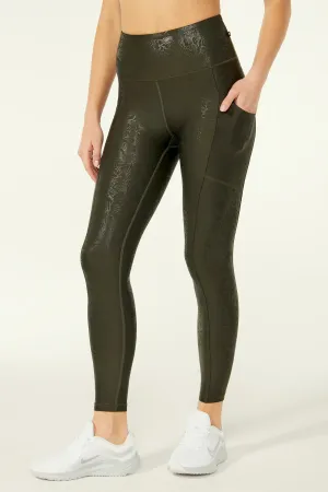 Lucia Pocket Legging (Rosin Peonies Outline With Clear Foil)