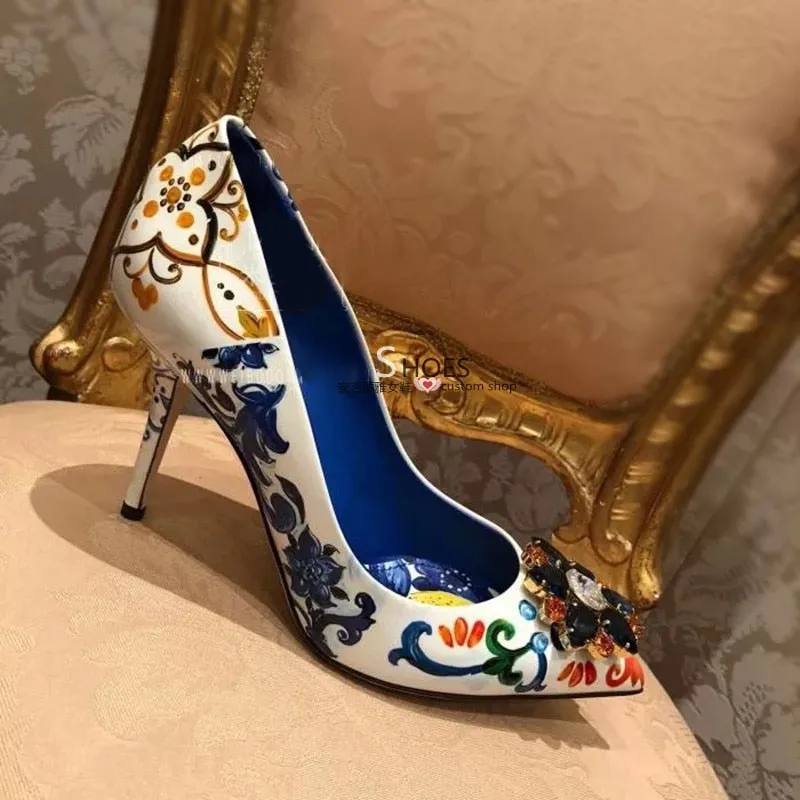 Luxury Bling Gemstone Crystal Pumps