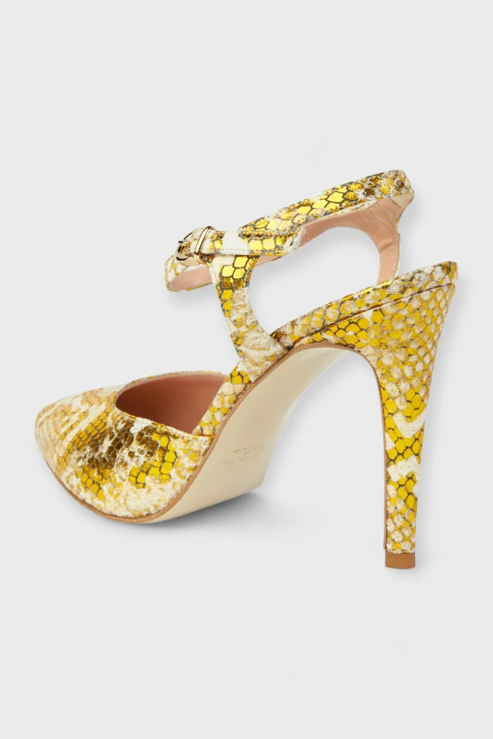 Maci Gold Python-Embossed Leather Pumps