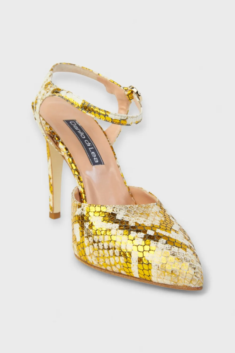 Maci Gold Python-Embossed Leather Pumps