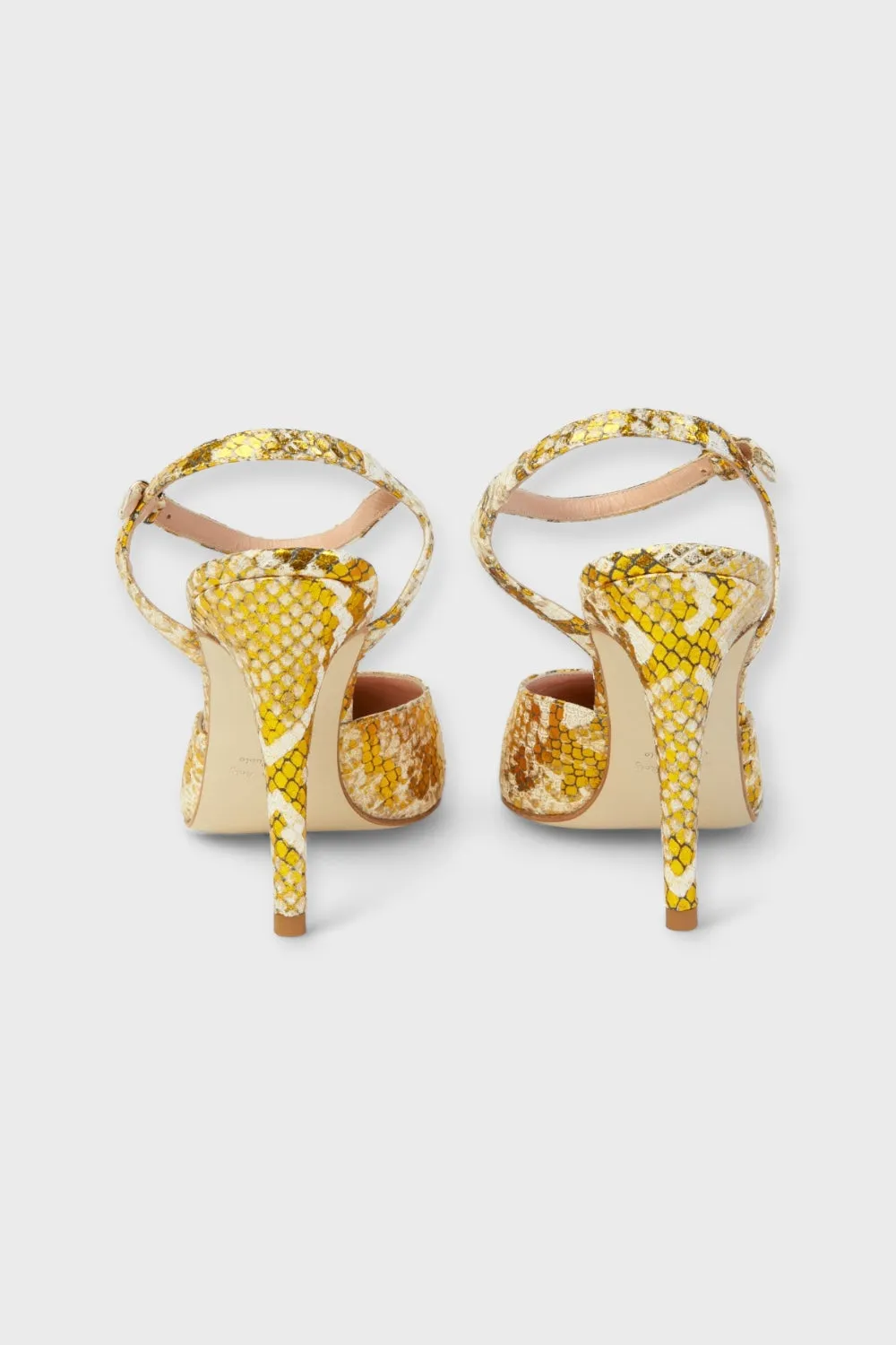 Maci Gold Python-Embossed Leather Pumps