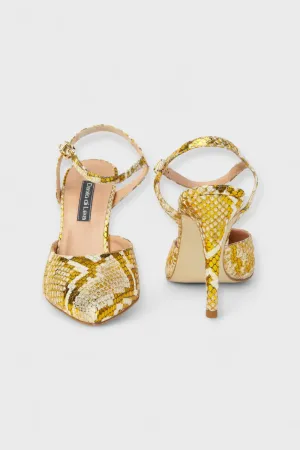 Maci Gold Python-Embossed Leather Pumps