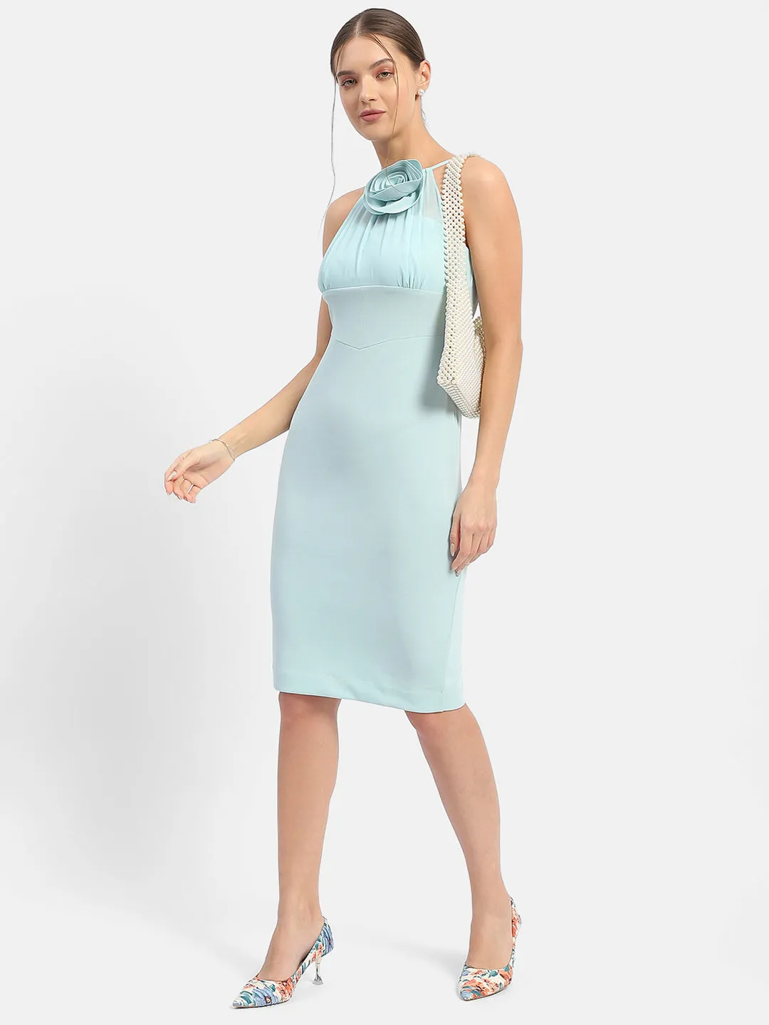 Madame Rosette Applique Mint Bodycon Dress