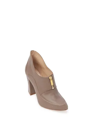 MAIYET Women's Taupe Ryder Leather Zip Front Ankle Booties $765 NEW