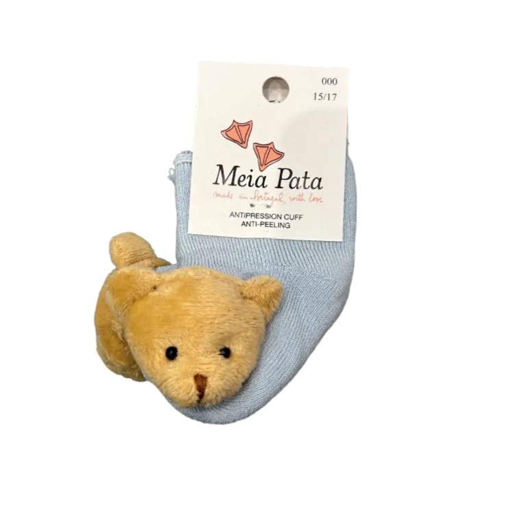 Meia Pata Teddy Bear Booties - Baby Blue