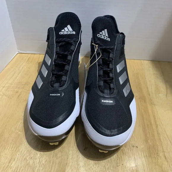 Men's Adidas Icon 7 Boost Baseball Metal Cleats Black Silver FY4178 size 11