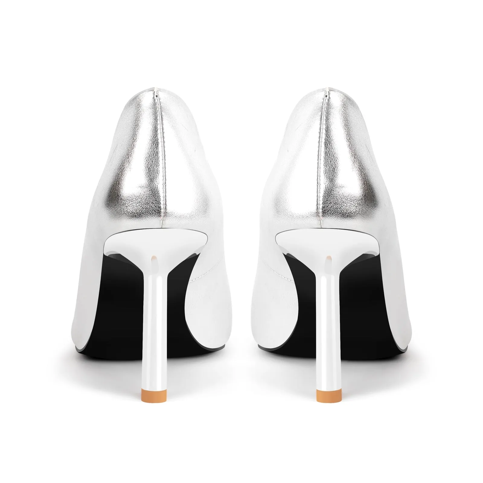 Metallic Pointed Toe Mid Heel Pumps