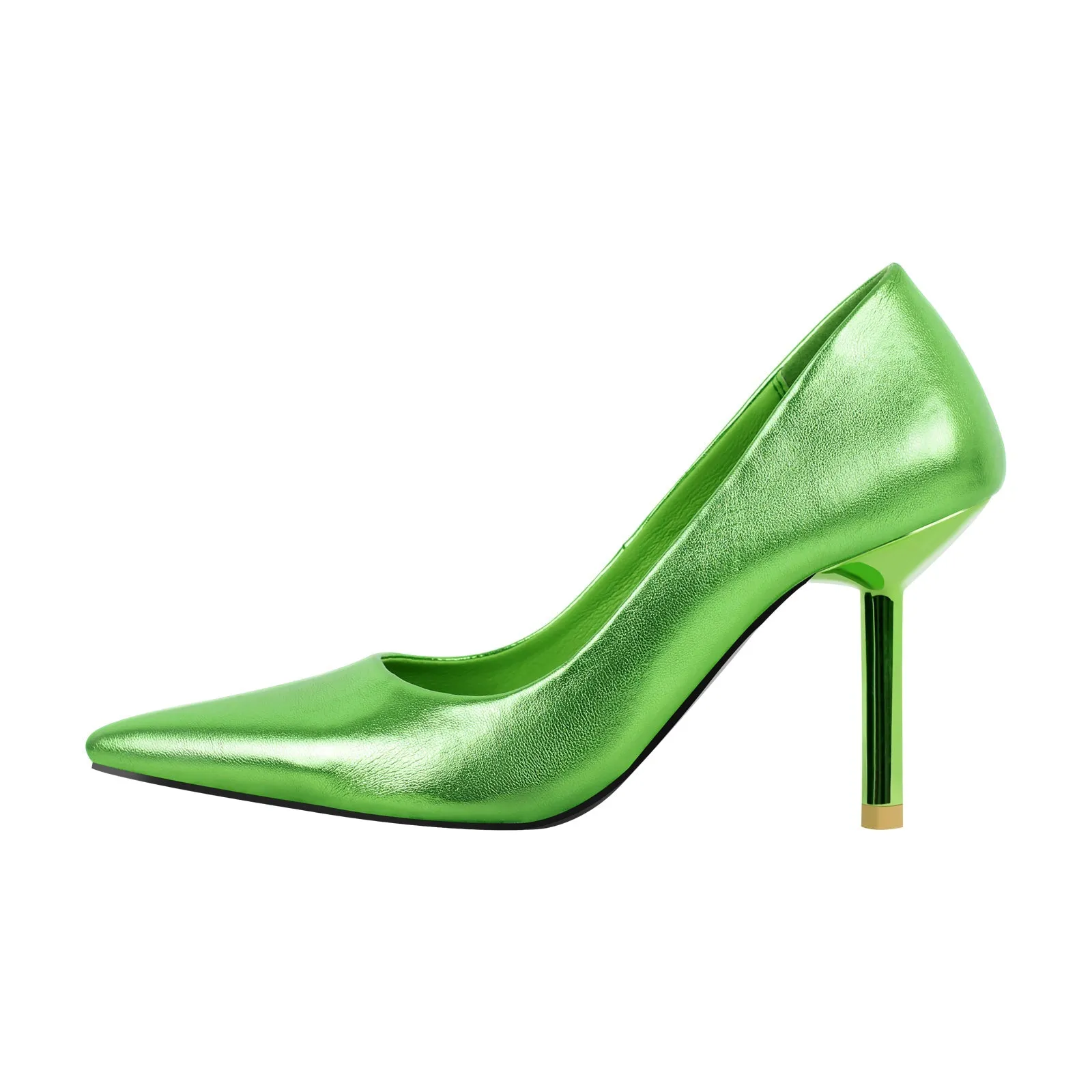 Metallic Pointed Toe Mid Heel Pumps