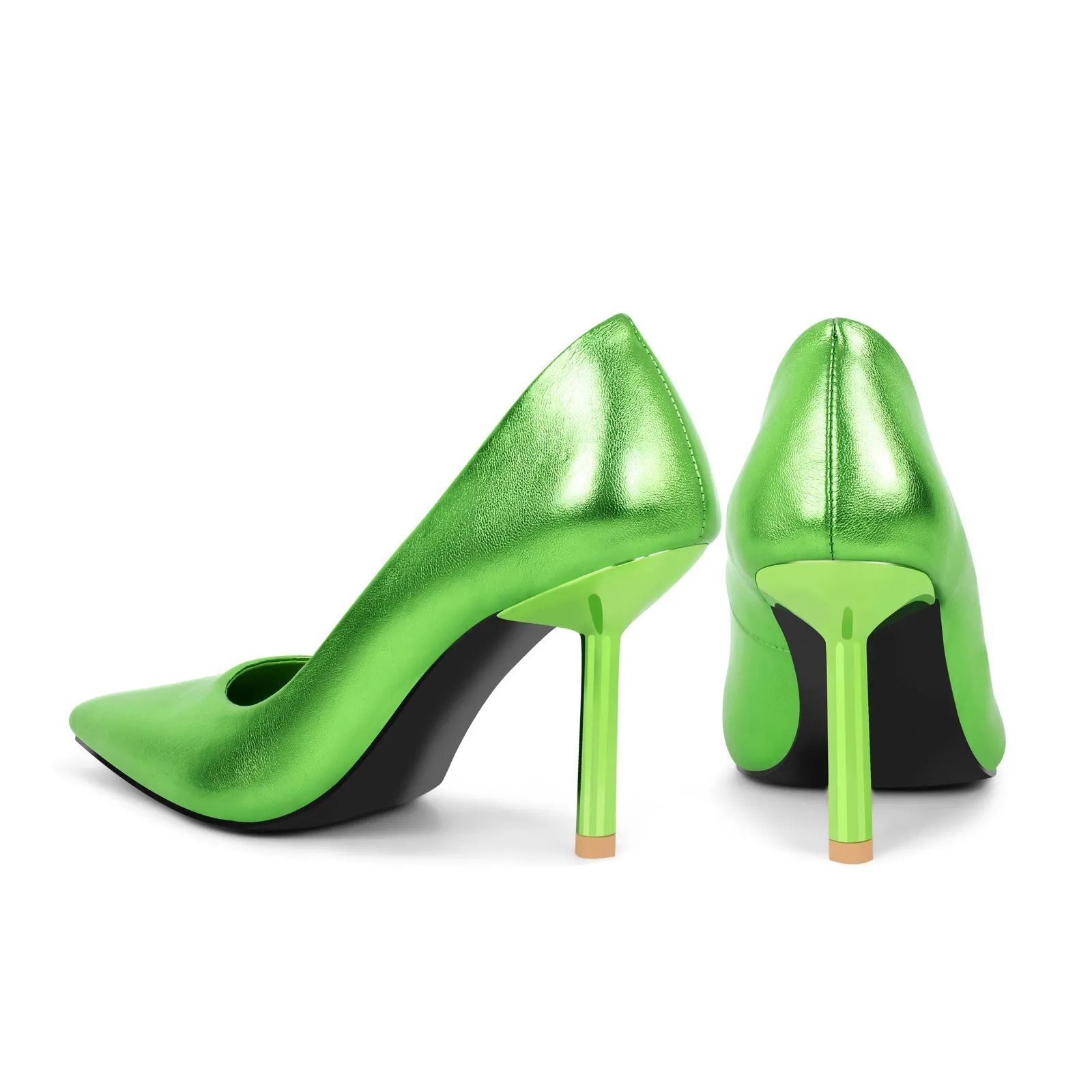 Metallic Pointed Toe Mid Heel Pumps