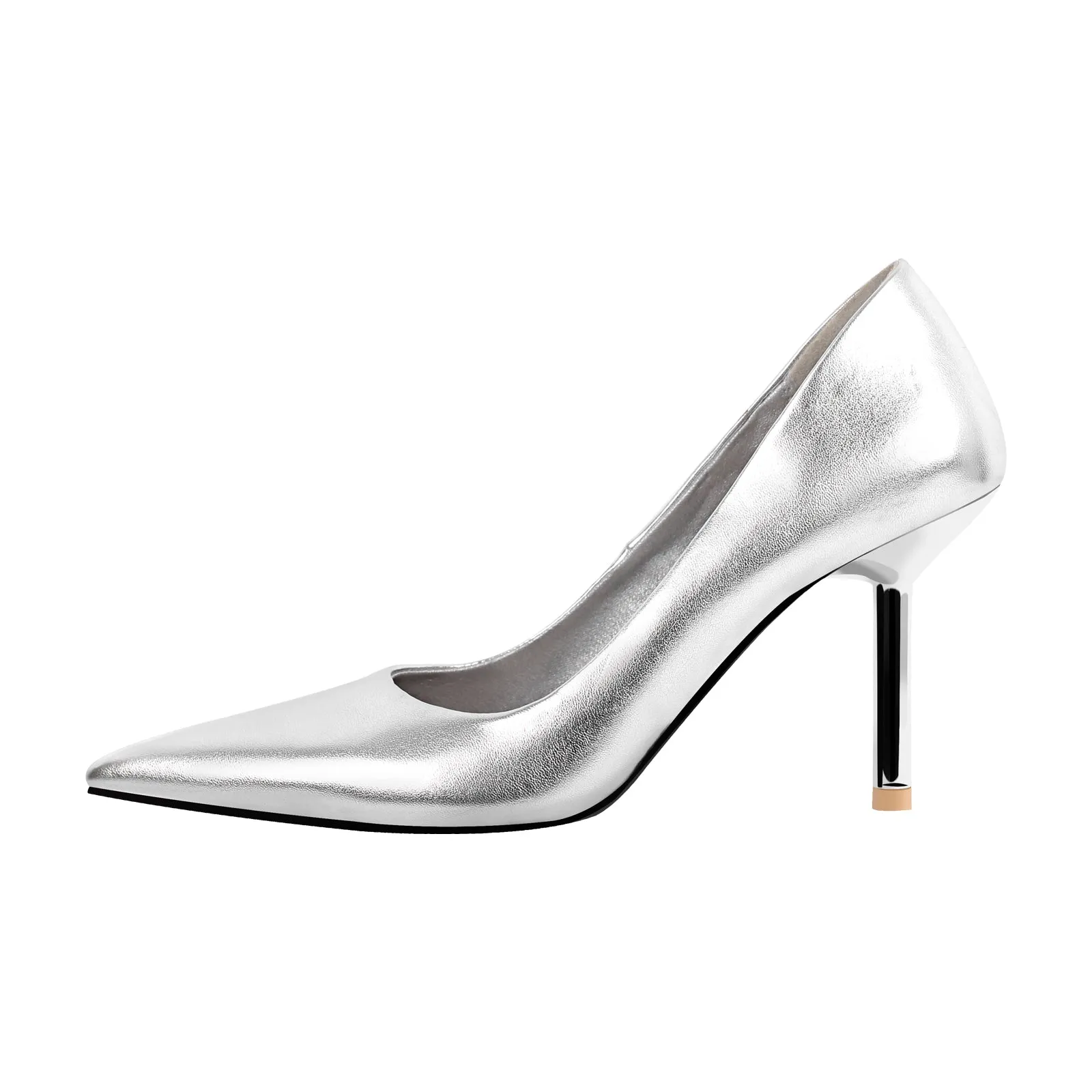 Metallic Pointed Toe Mid Heel Pumps
