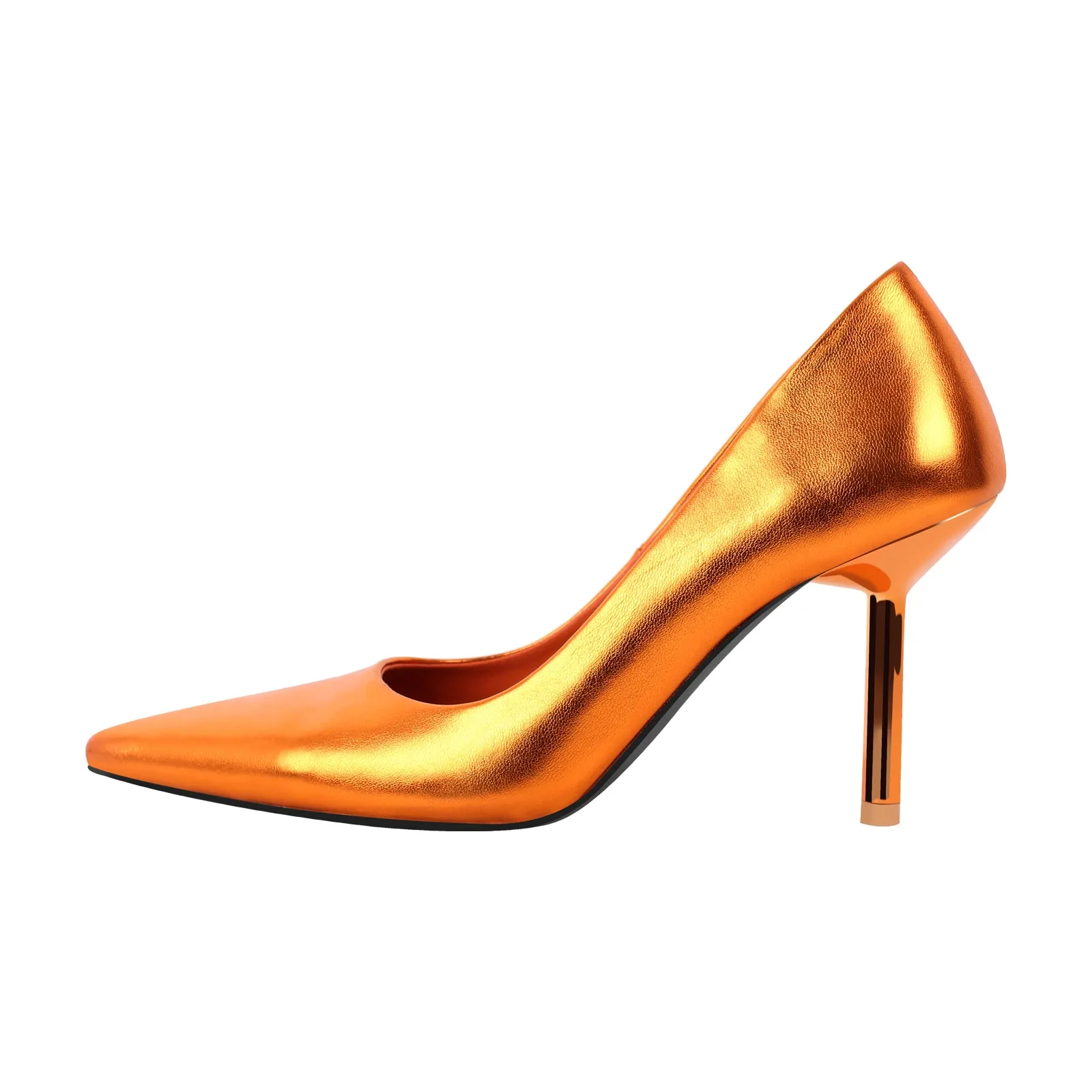 Metallic Pointed Toe Mid Heel Pumps