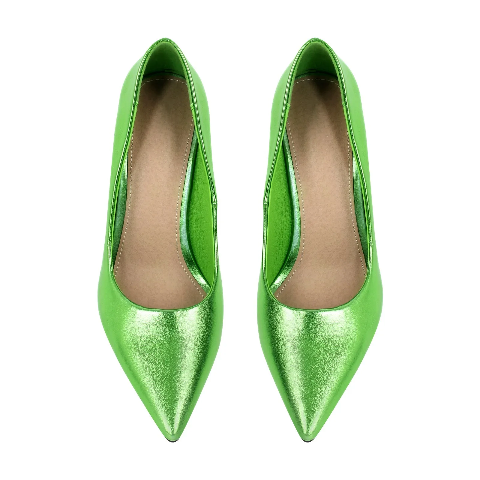 Metallic Pointed Toe Mid Heel Pumps