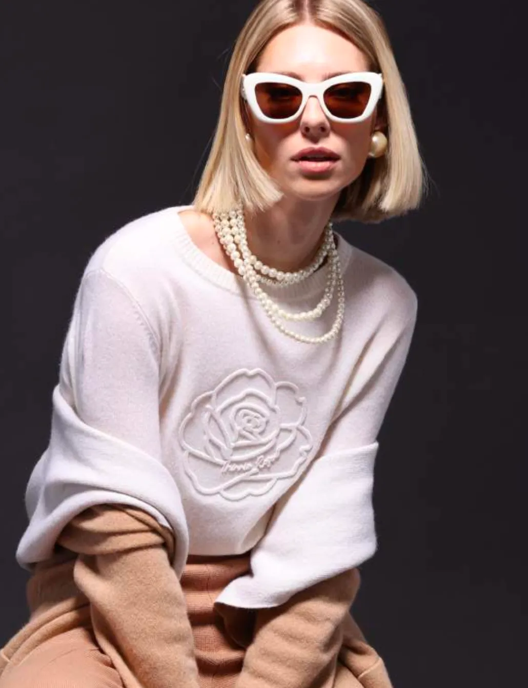 Minnie Rose Embossed Rose Logo Crew