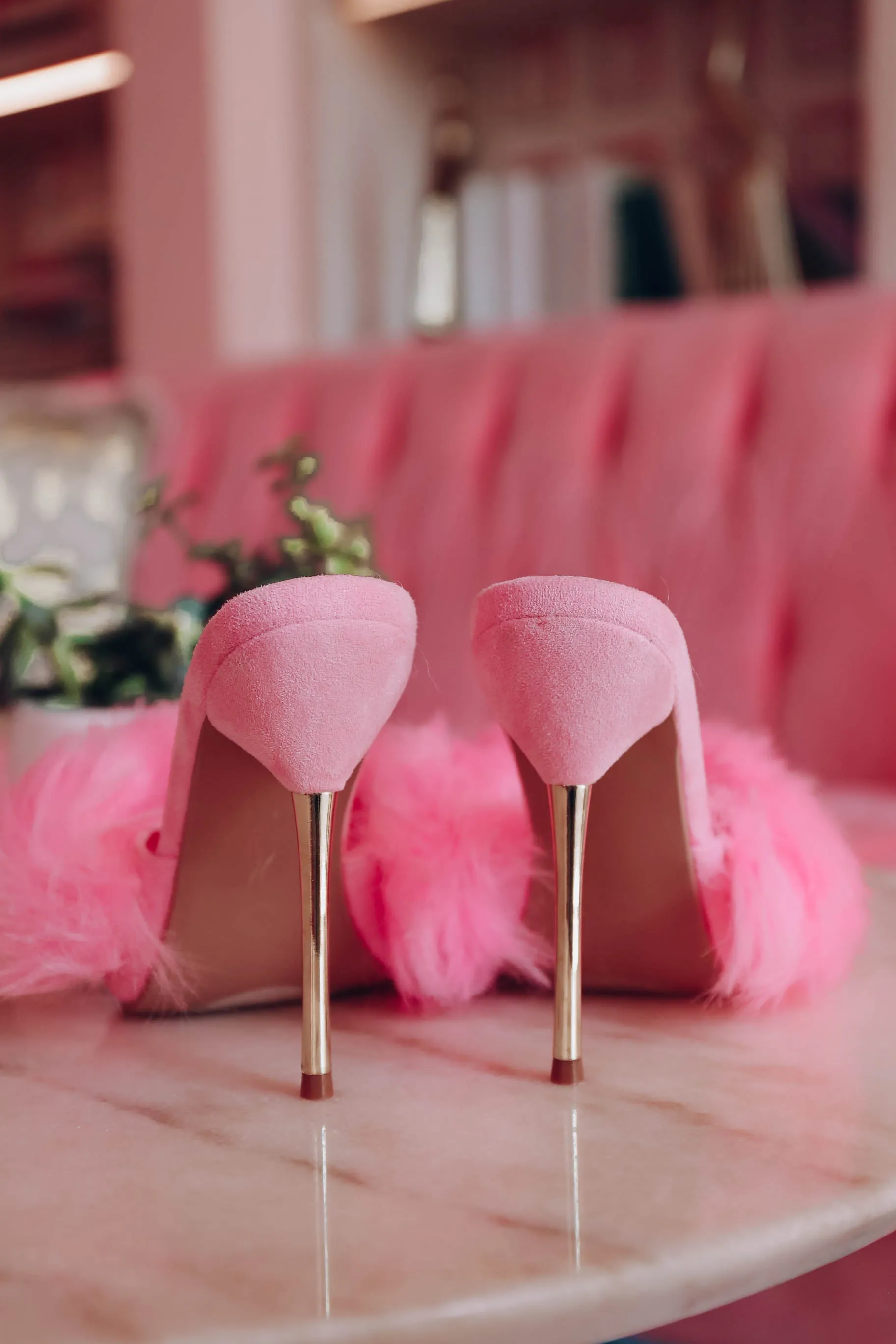 *MODEL* Annalise Fur Slip On Heel - Pink - SIZE 7 - FINAL SALE