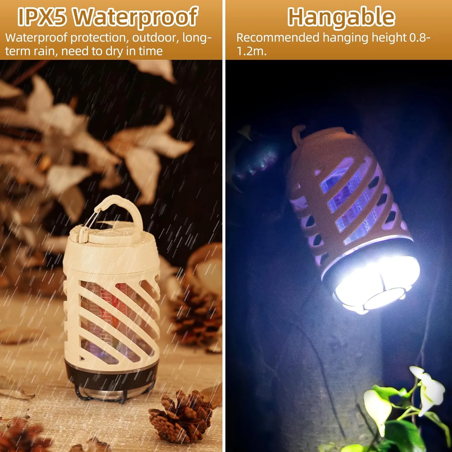Mosquito UV Bug Insect Zapper Portable Light Lantern Flashlight USB Rechargeable Cordless Electric Mosquito Killer Waterproof Fly Traps Indoor Outdoor
