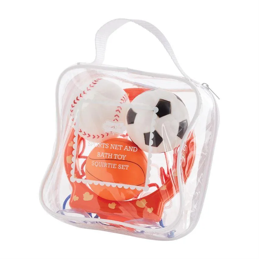 Mud Pie Rubber Bath Toys - Sports Net & Ball Squirtie Set