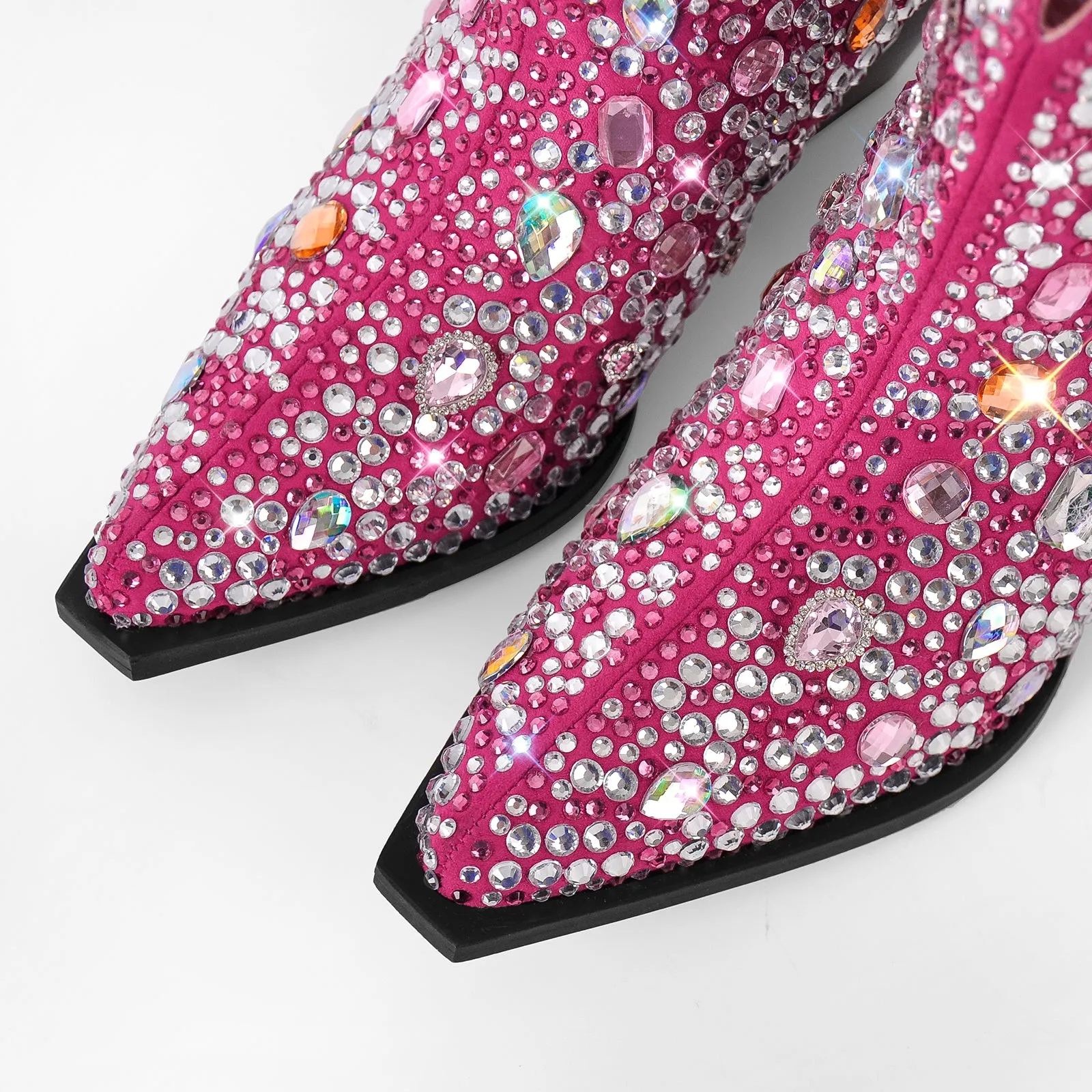 Multicolor Rhinestone Jewel Western Ankle Boots