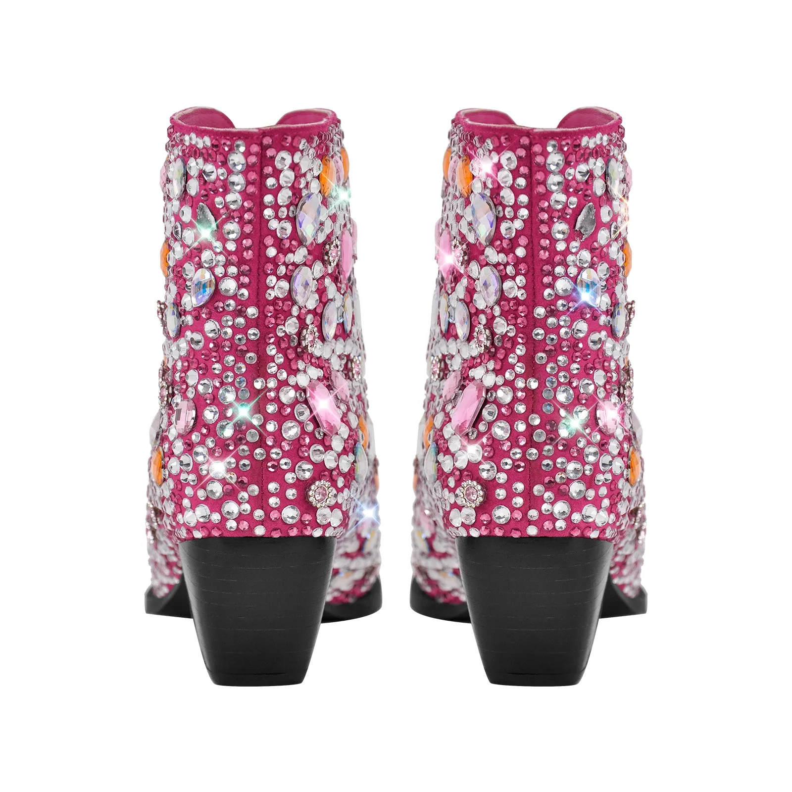 Multicolor Rhinestone Jewel Western Ankle Boots