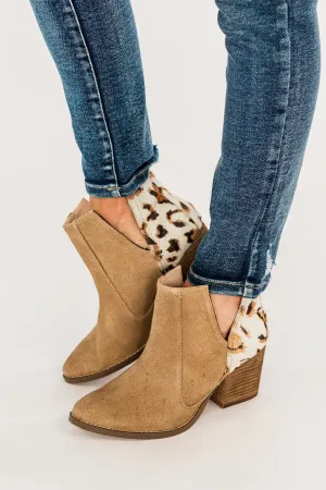 Naughty Monkey Camilyn Booties- Tan & Leopard