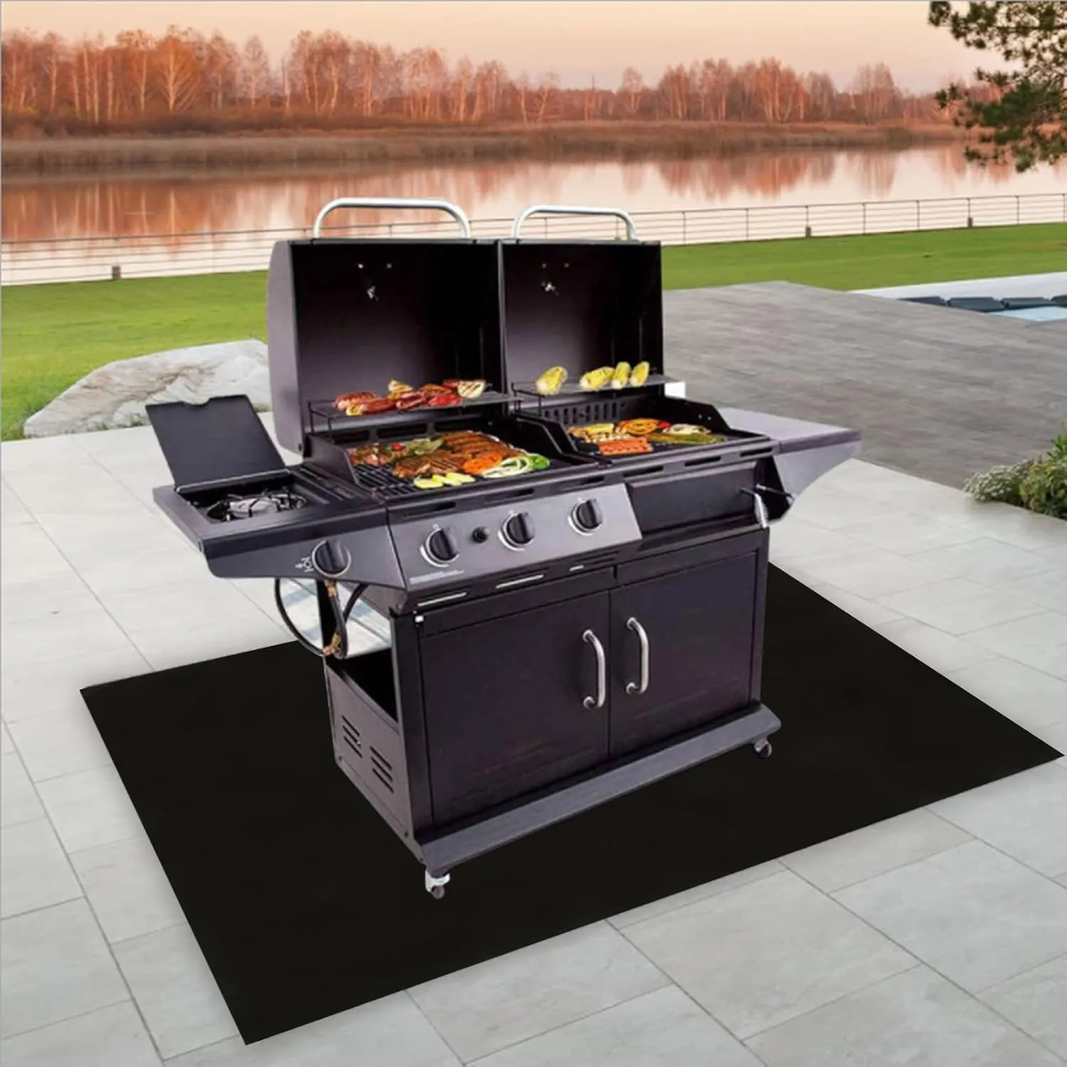 NEW EJPTOYS Yegbong-Outdoor Heat Resistant Fiberglass Fire Pit Mat, Under Grill Fire Pit Mat, BBQ Mat Fire Pit Mat, Fire Mat Deck Protection, Suitable for Outdoor Deck, Grass, Patio, Ground. (39inx60in), Retails $50