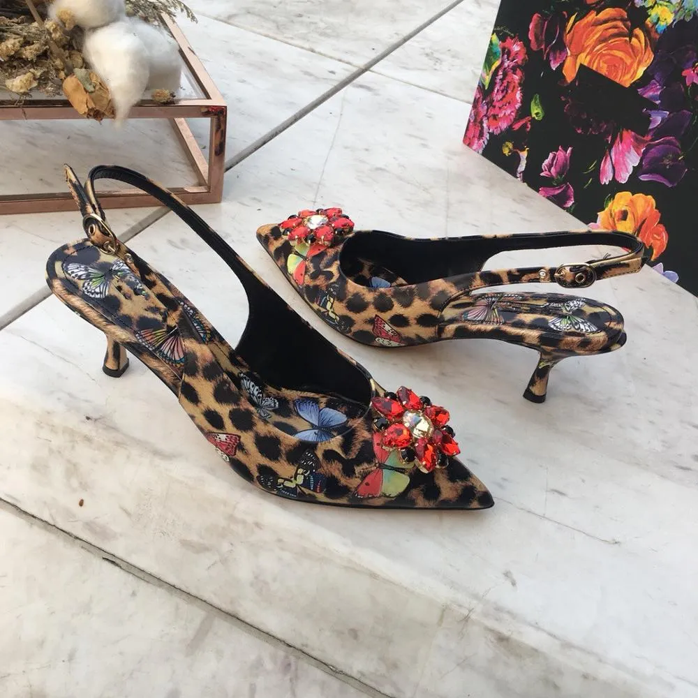 New Hot Sale Shoes Women Summer Pumps Sexy Mature Crystal Sandals With Heel Pointed Toe Ankle Strap Pumps Zapatos De Mujer