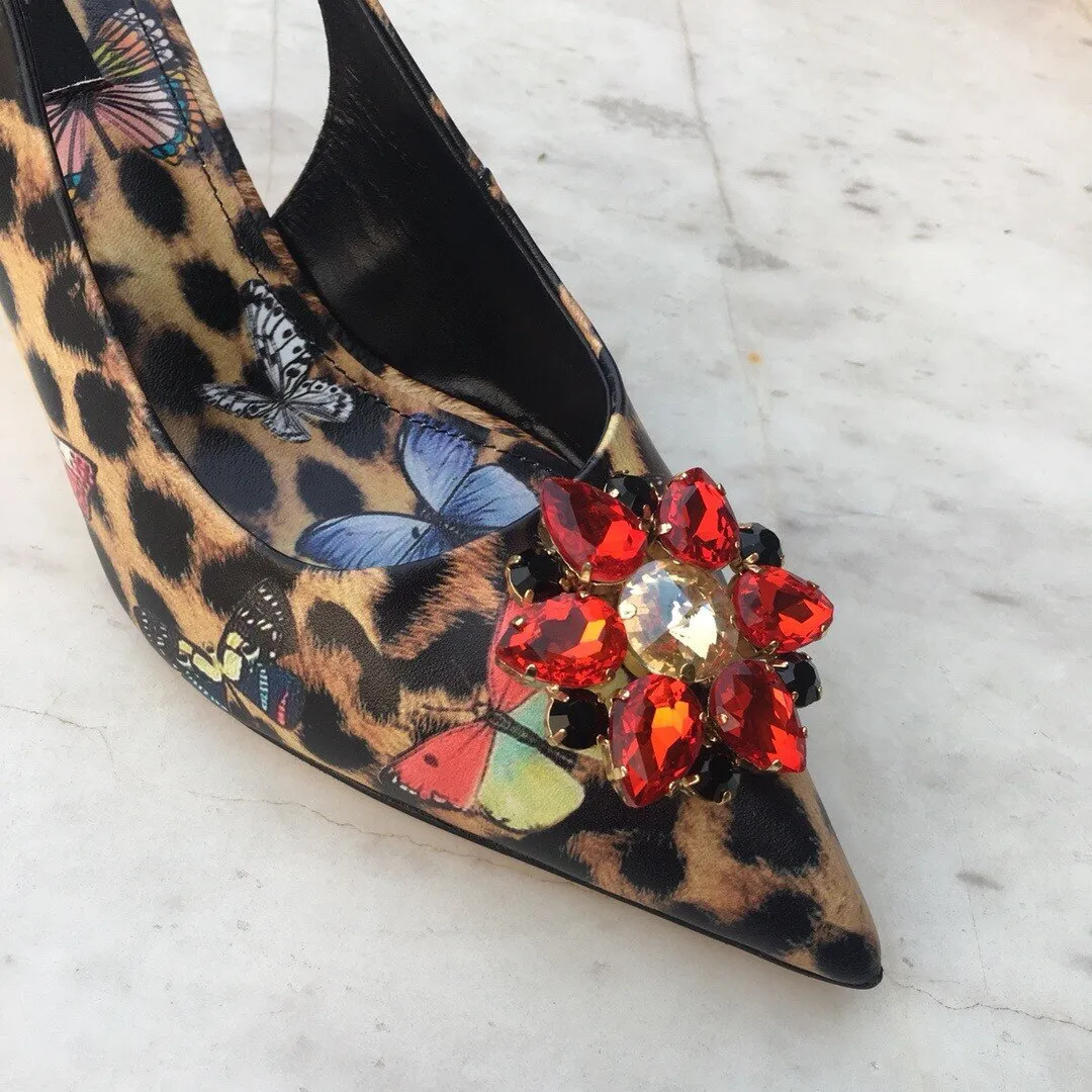 New Hot Sale Shoes Women Summer Pumps Sexy Mature Crystal Sandals With Heel Pointed Toe Ankle Strap Pumps Zapatos De Mujer
