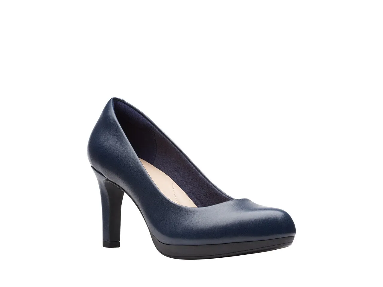 New in box! CLARKS ADRIEL VIOLA PUMP in Navy Leather! Sz 7M!