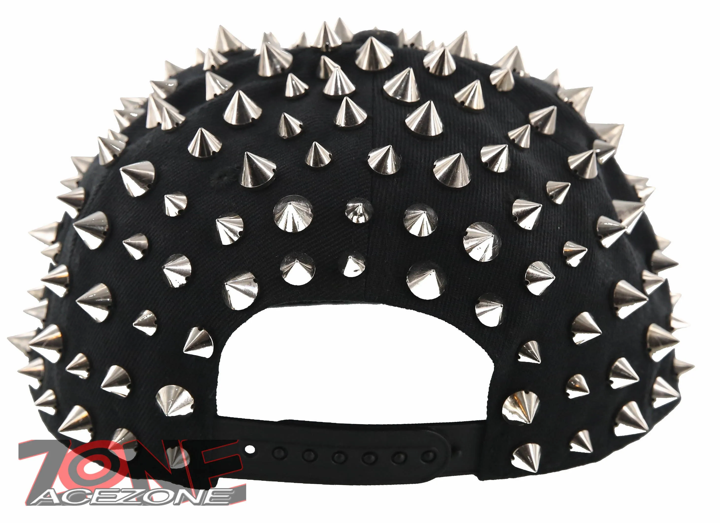 NEW! SPIKE STUD FLAT BILL SNAPBACK BALL CAP HAT BLACK