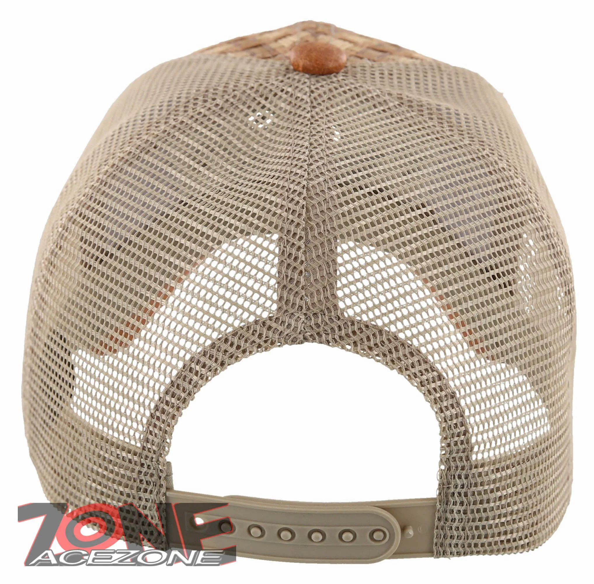 NEW! STRAW MESH METAL SCORPION FAUX LEATHER BALL CAP HAT TAN