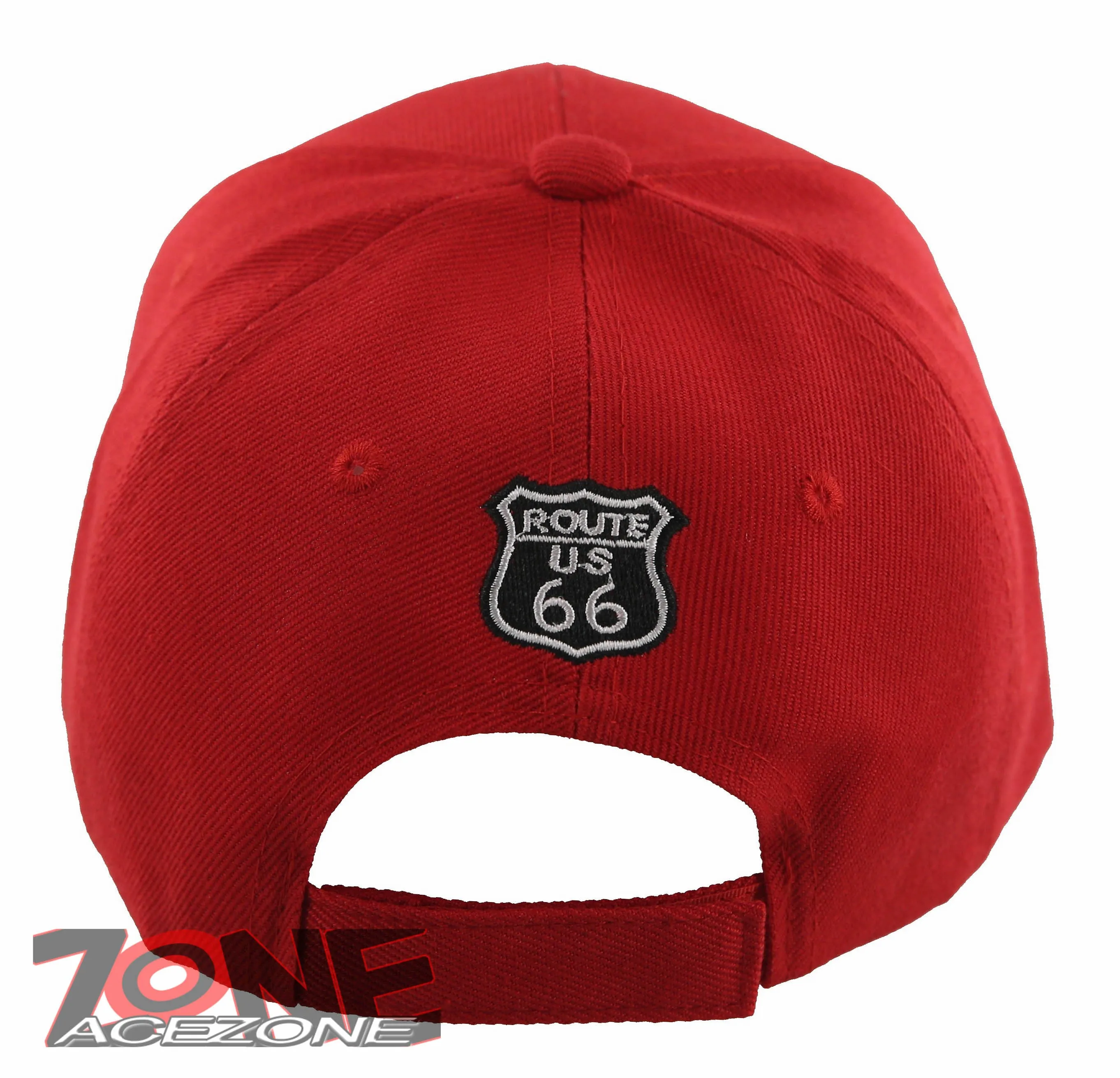 NEW! US ROUTE 66 THE MOTHER ROAD METAL ROUTE 66 BALL CAP HAT RED