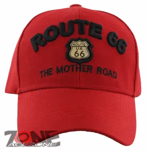 NEW! US ROUTE 66 THE MOTHER ROAD METAL ROUTE 66 BALL CAP HAT RED