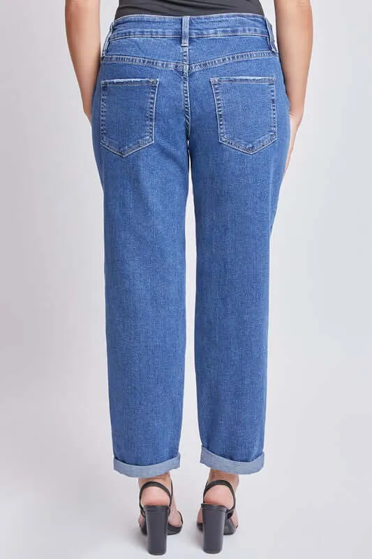 Nicole Mid-Rise Boyfriend Fit Jean w/Roll Cuff Ankle in Medium Wash by Royalty Jeans