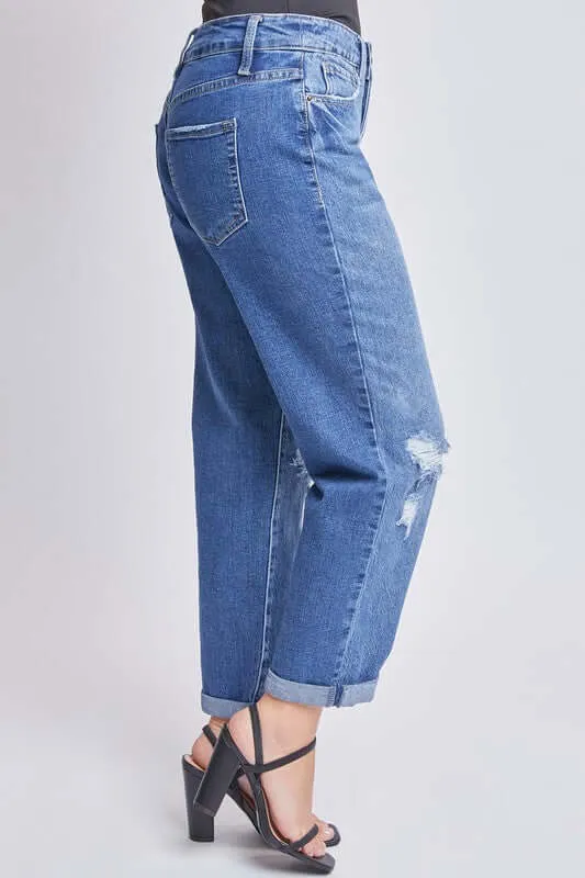 Nicole Mid-Rise Boyfriend Fit Jean w/Roll Cuff Ankle in Medium Wash by Royalty Jeans