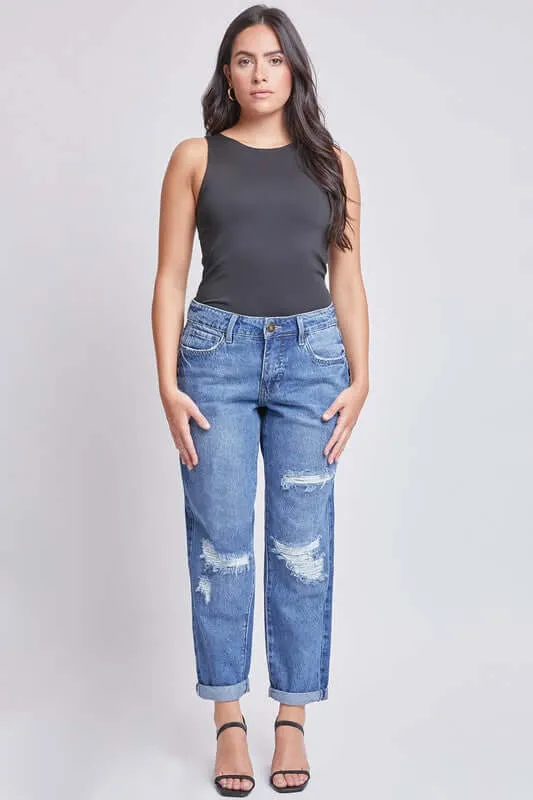 Nicole Mid-Rise Boyfriend Fit Jean w/Roll Cuff Ankle in Medium Wash by Royalty Jeans