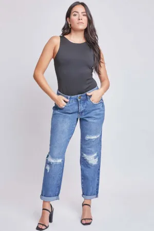 Nicole Mid-Rise Boyfriend Fit Jean w/Roll Cuff Ankle in Medium Wash by Royalty Jeans