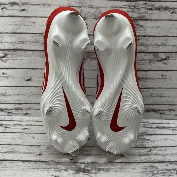 Nike Alpha Huarache NXT Metal Baseball Cleats White Red DJ6517-104 Mens Size 7.5