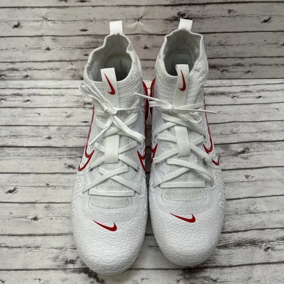 Nike Alpha Huarache NXT Metal Baseball Cleats White Red DJ6517-104 Mens Size 7.5