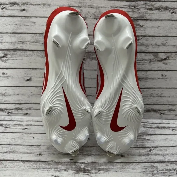 Nike Alpha Huarache NXT Metal Baseball Cleats White Red DJ6517-104 Mens Size 7.5