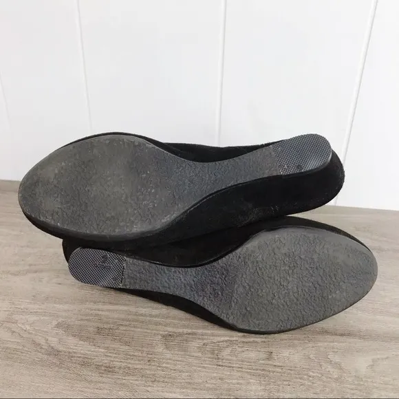 NINE WEST Black Suede Wedge Ankle Booties