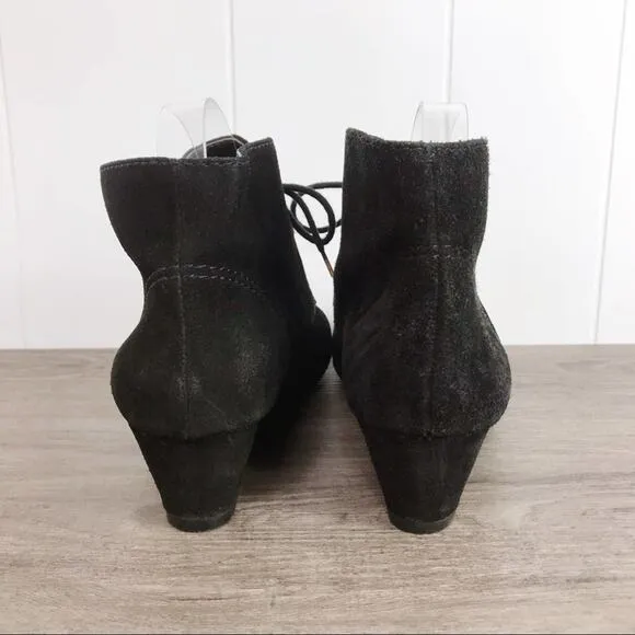 NINE WEST Black Suede Wedge Ankle Booties