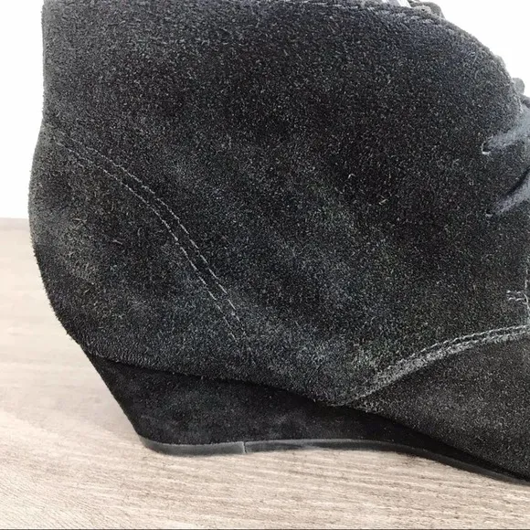 NINE WEST Black Suede Wedge Ankle Booties