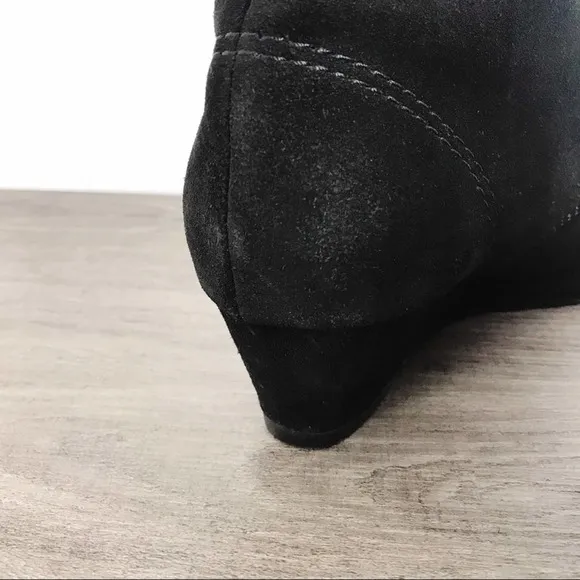 NINE WEST Black Suede Wedge Ankle Booties