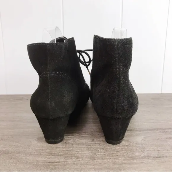 NINE WEST Black Suede Wedge Ankle Booties