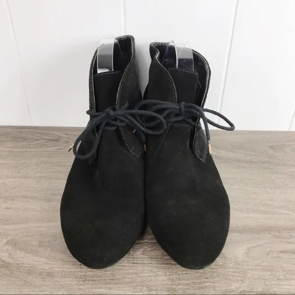 NINE WEST Black Suede Wedge Ankle Booties