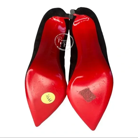 NWT Christian Louboutin Firmamma Suede Spike Red Sole Booties Black Ankle Boot 40