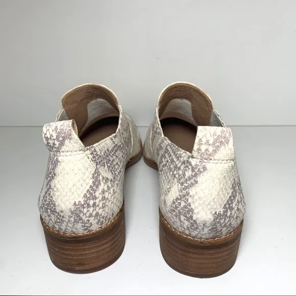 NWT Lucky Brand Lenci Snakeskin Leather Ankle Heel Booties White Grey 7.5