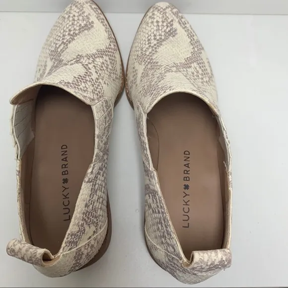 NWT Lucky Brand Lenci Snakeskin Leather Ankle Heel Booties White Grey 7.5